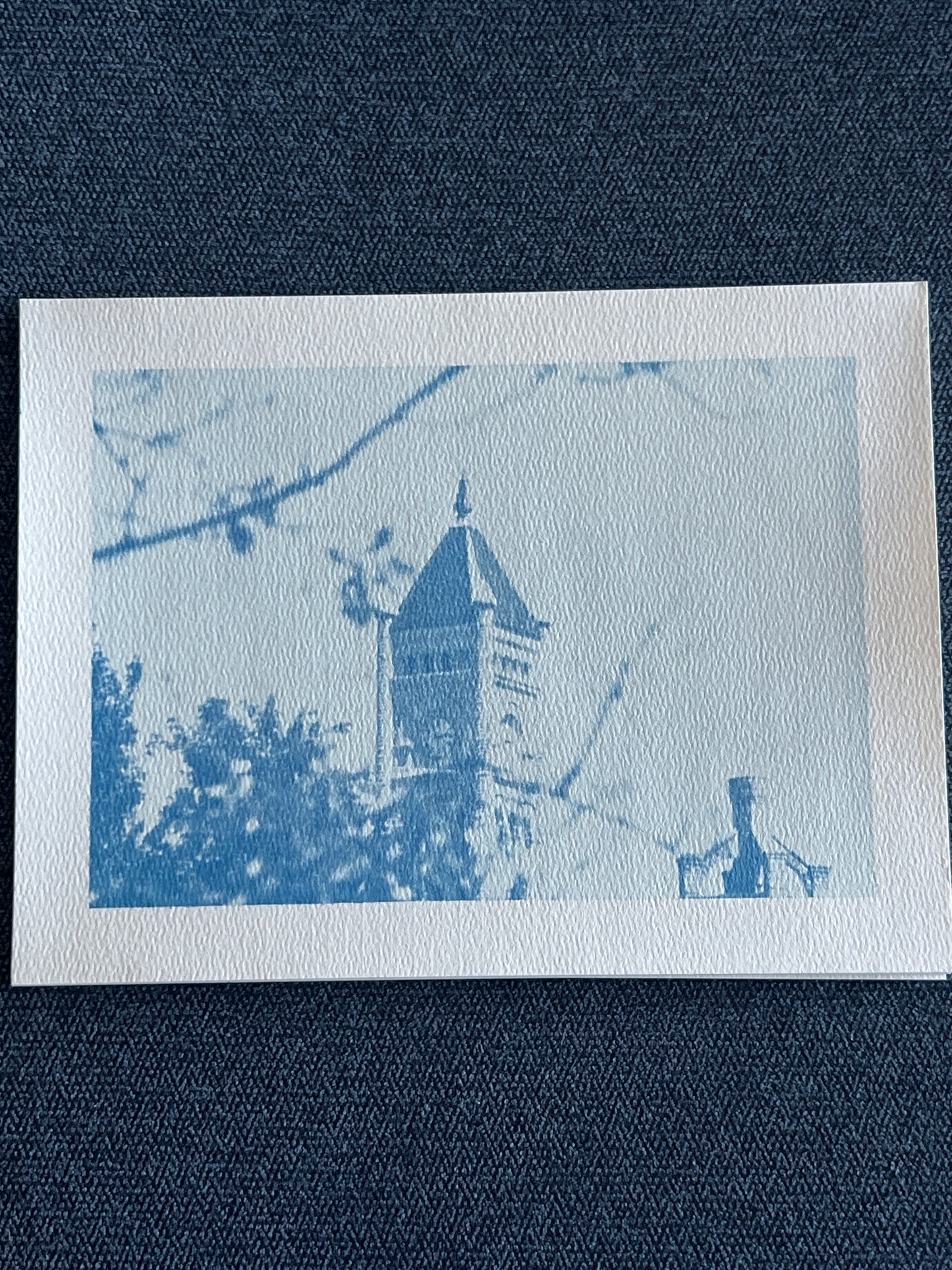 Clock tower cyanotype